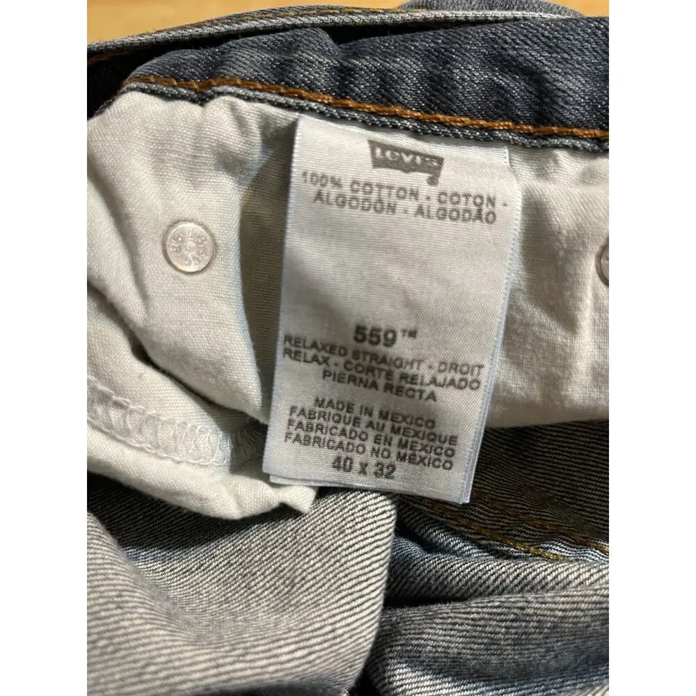 Levi's 559 Jeans Men's‎ 40X32 Dark Wash Straight Red Tab Blue Pre-Owned
